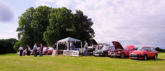 A group of members' MGs at the Alness Rally.